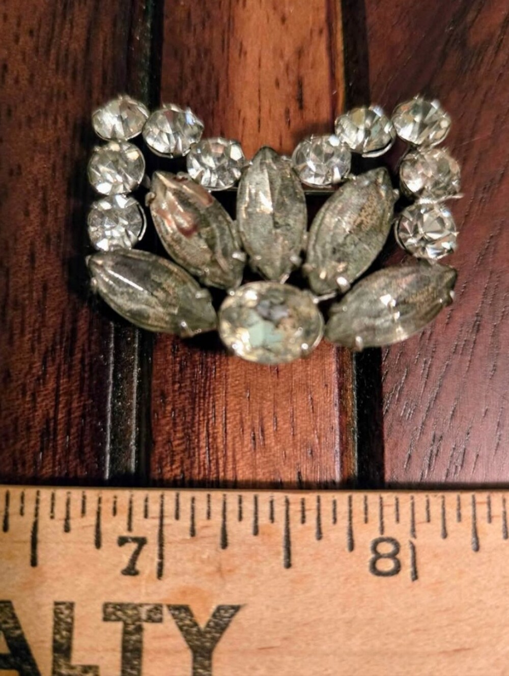 Art Deco Vintage Brooch Crystal Accent Silver-Tone Vintage Brooch